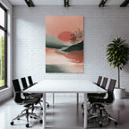 Abstrakte Landschaft Illustration Mit Sonne Und Bergen