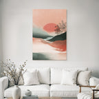Abstrakte Landschaft Illustration Mit Sonne Und Bergen