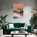 Abstrakte Landschaft Illustration Mit Sonne Und Bergen
