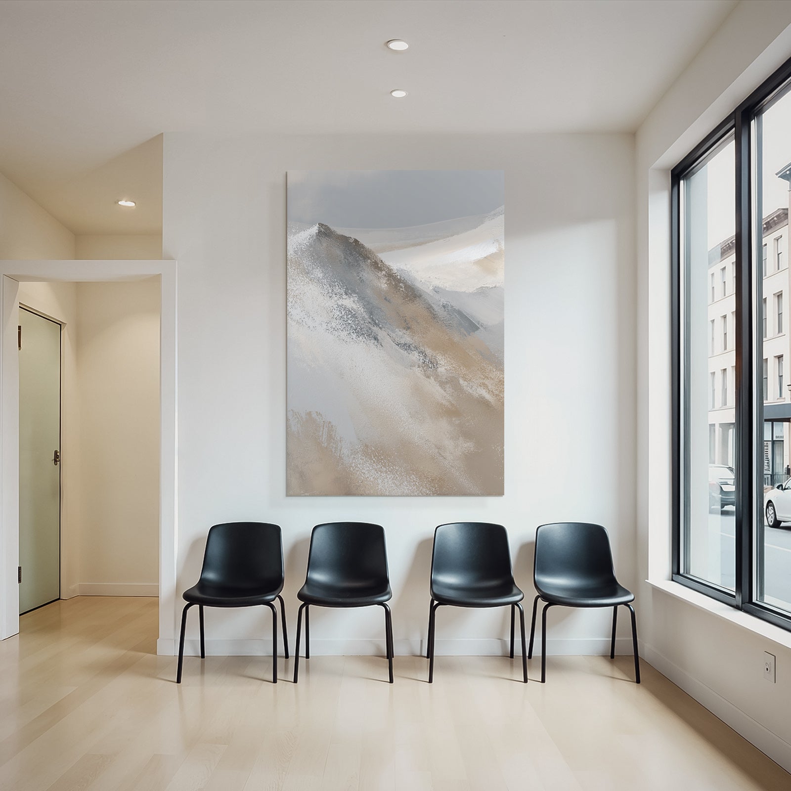 Abstract landscape with soft colors and textures evoking nature mountain or hill