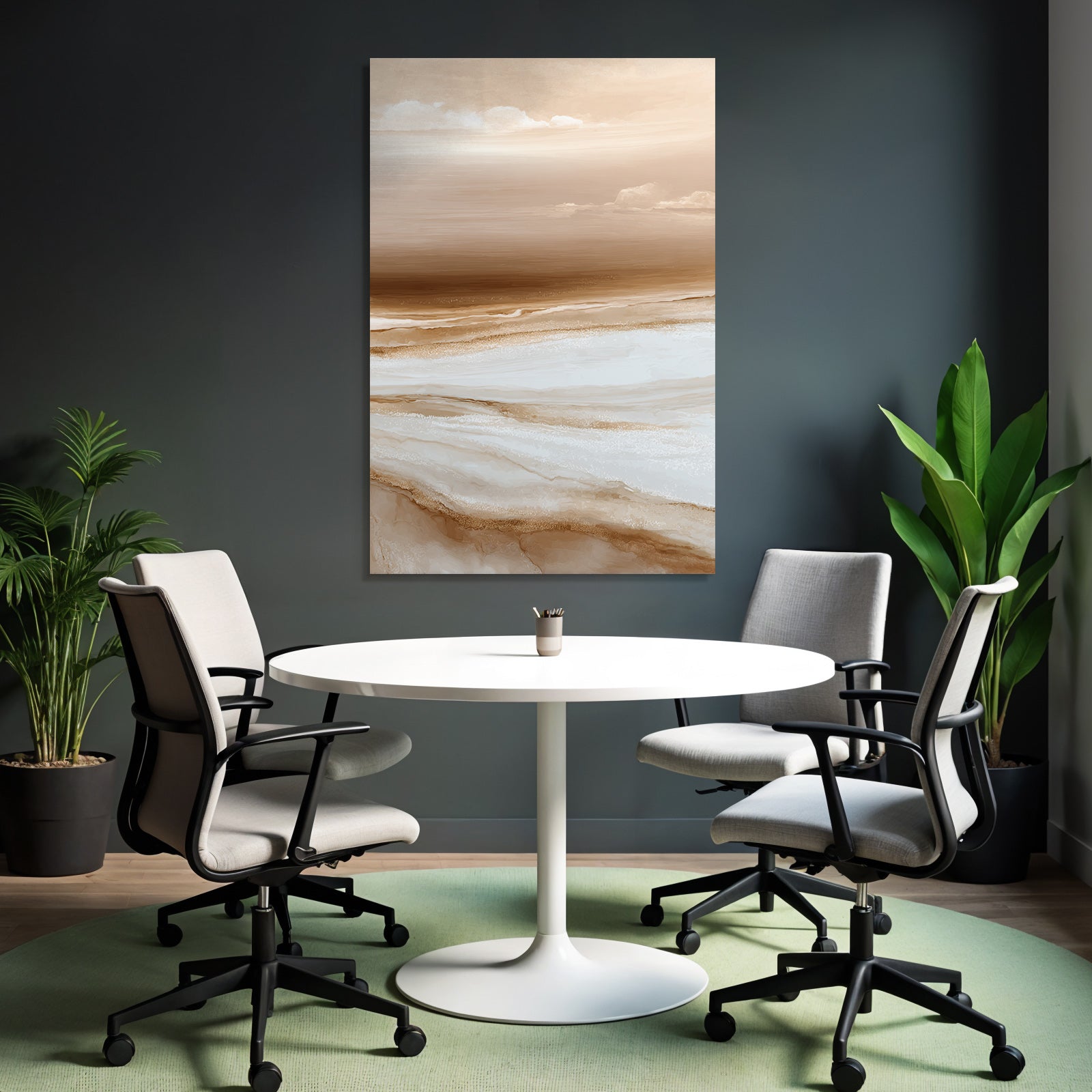 Abstract Landscape Soft Colors Brown Cream