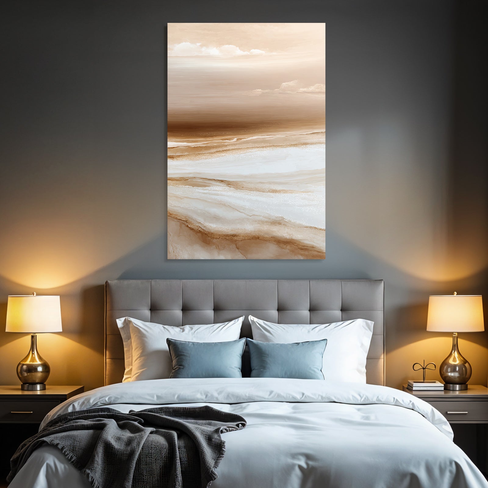 Abstract Landscape Soft Colors Brown Cream