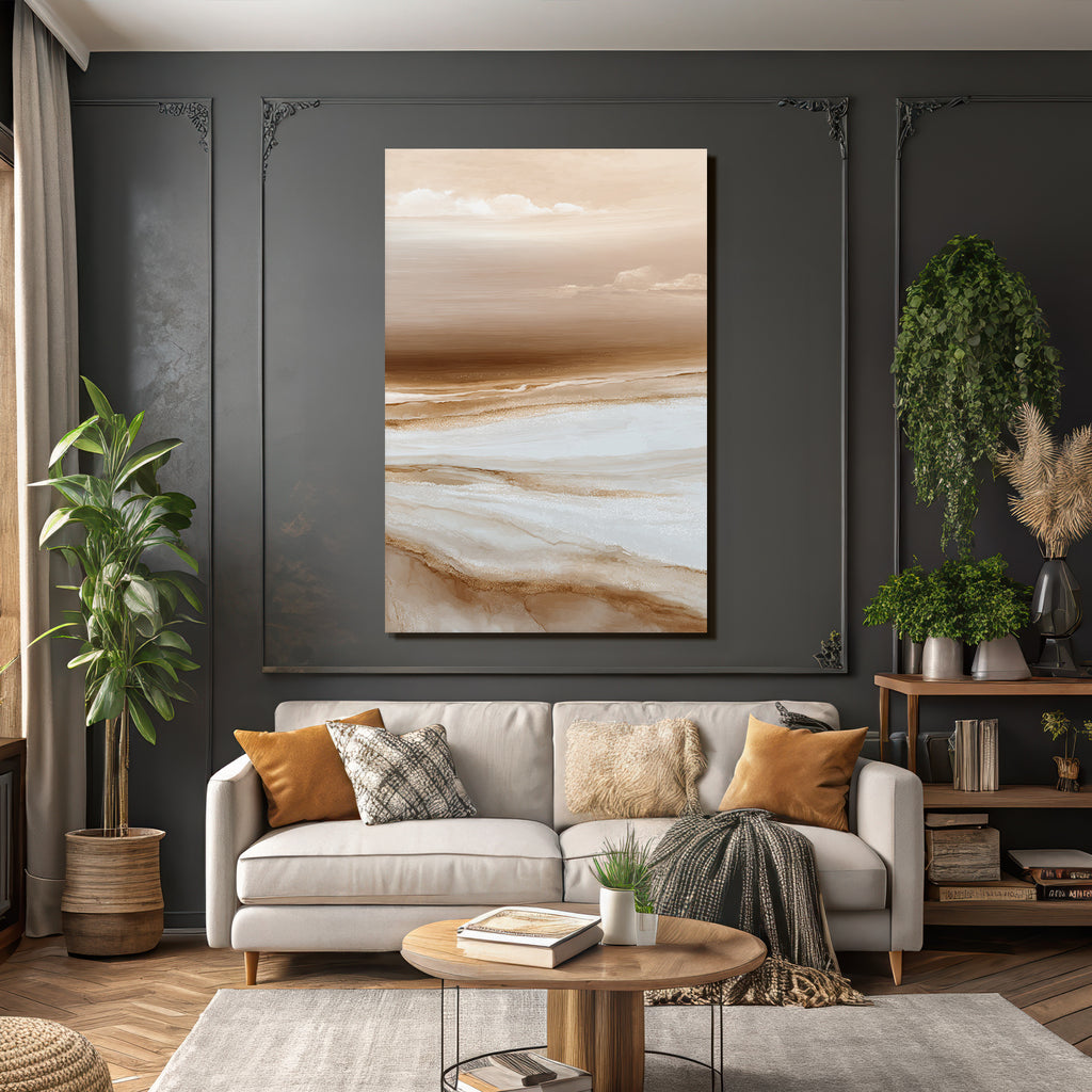 Abstract Landscape Soft Colors Brown Cream