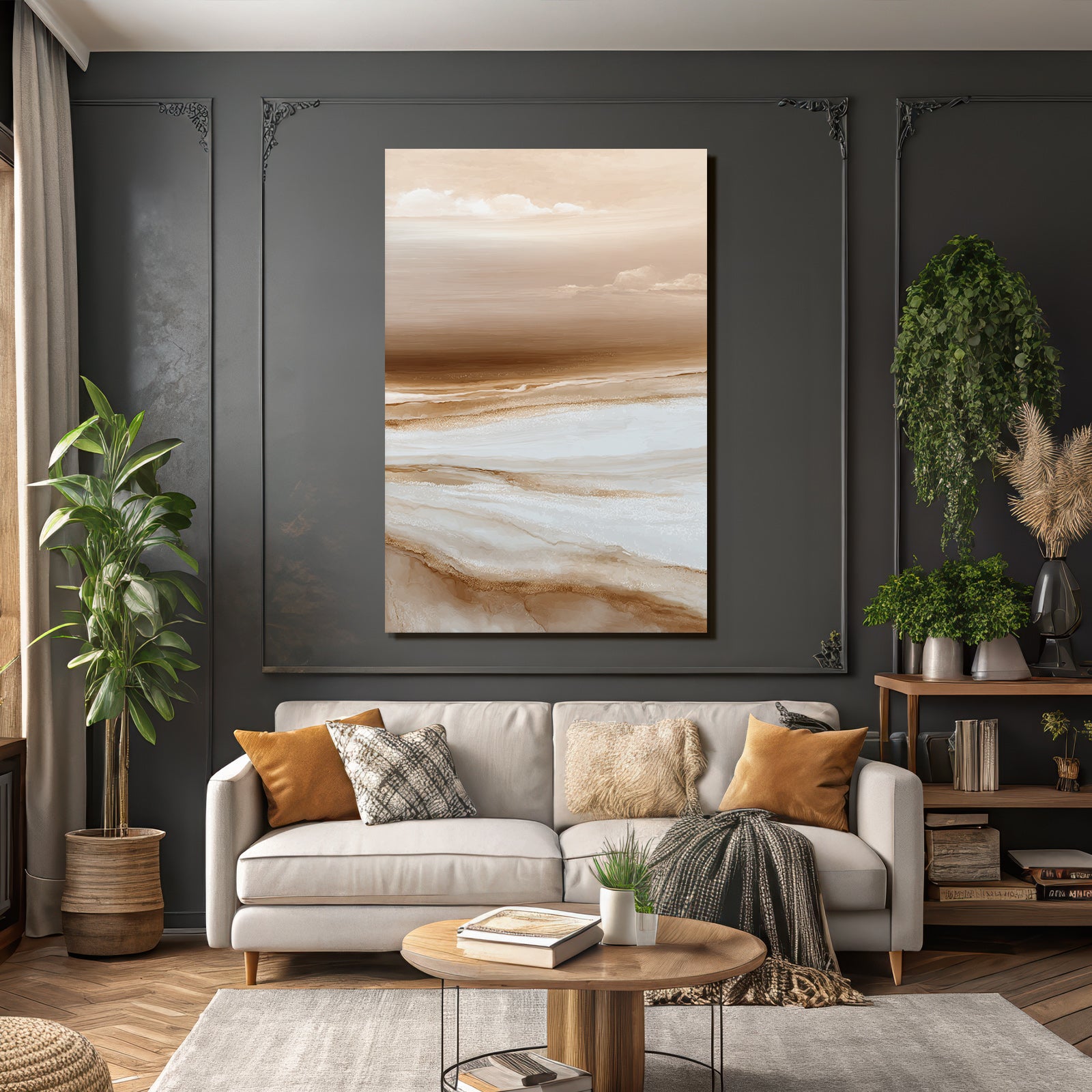Abstract Landscape Soft Colors Brown Cream