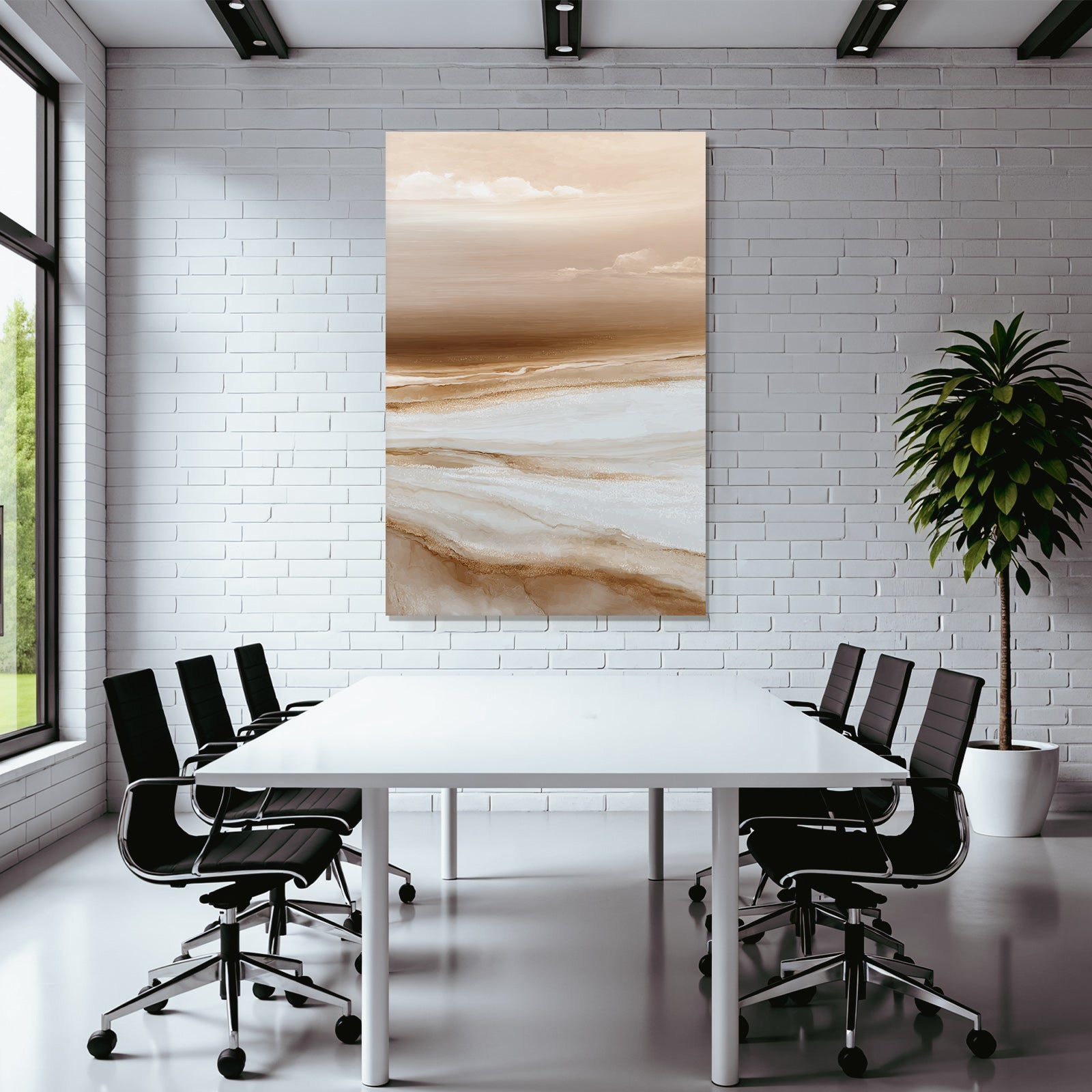 Abstract Landscape Soft Colors Brown Cream