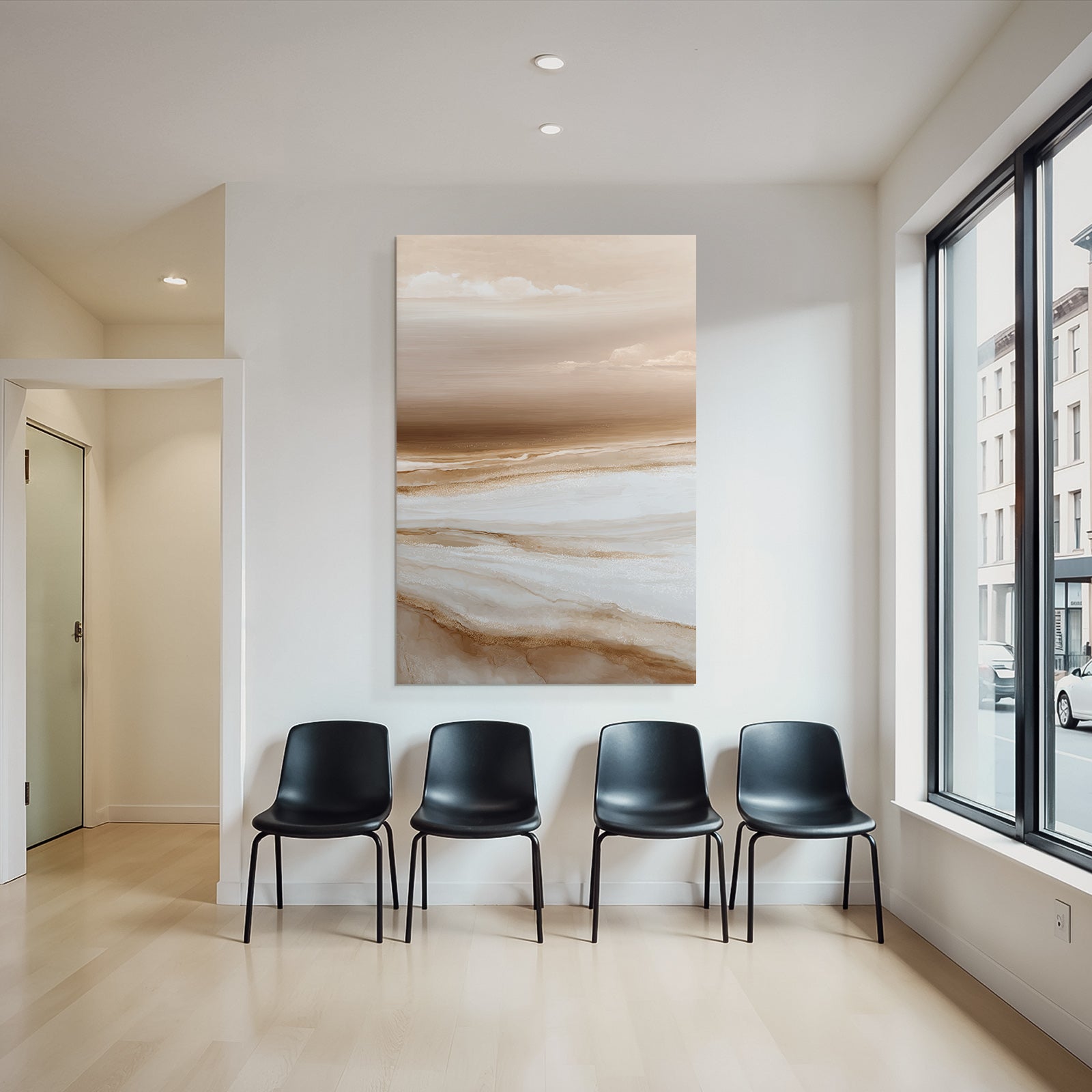 Abstract Landscape Soft Colors Brown Cream