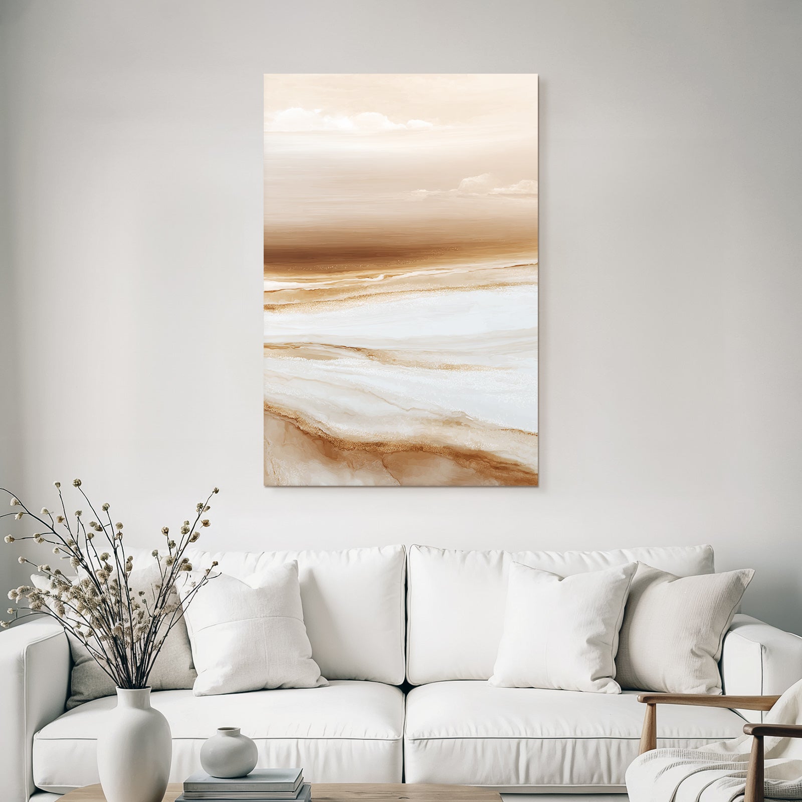 Abstract Landscape Soft Colors Brown Cream