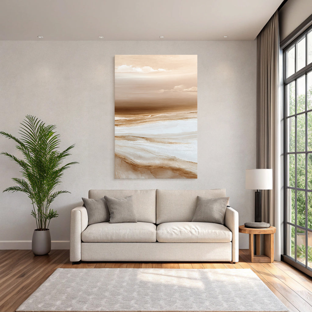 Abstract Landscape Soft Colors Brown Cream