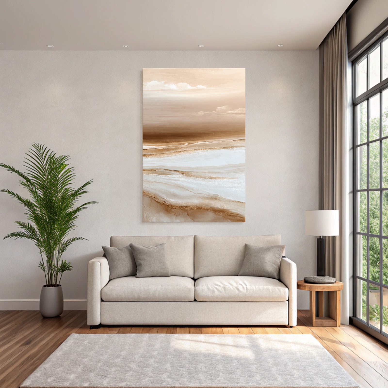Abstract Landscape Soft Colors Brown Cream