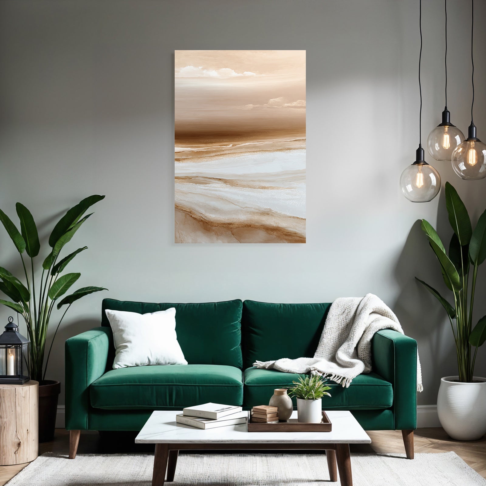 Abstract Landscape Soft Colors Brown Cream