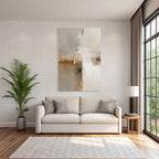 Abstract Painting Soft Colors Beige Gray White Harmonious Textured Surface