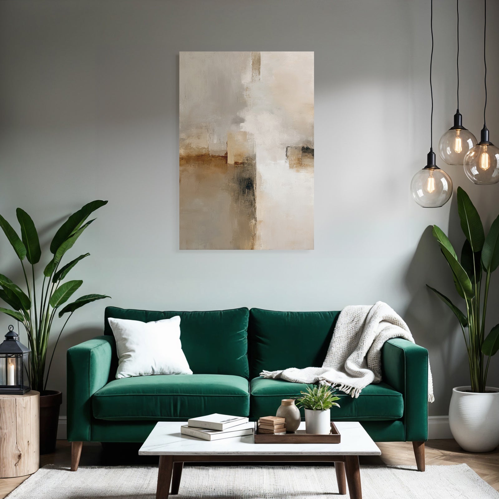 Abstract Painting Soft Colors Beige Gray White Harmonious Textured Surface