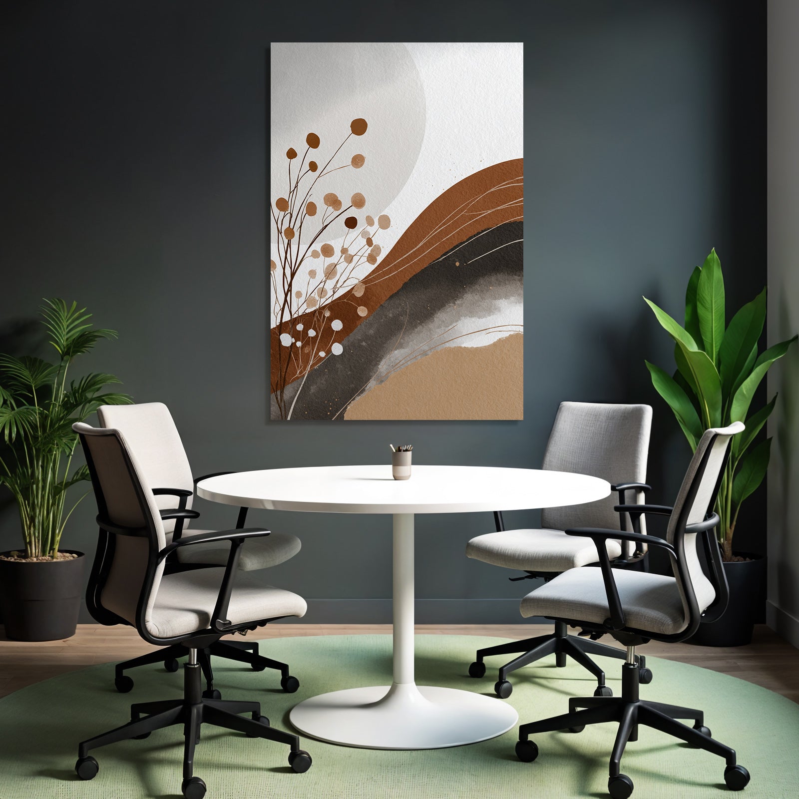 Abstrakte Wasserfarben Illustration Erd Tonos Kreisformen Organische Formen