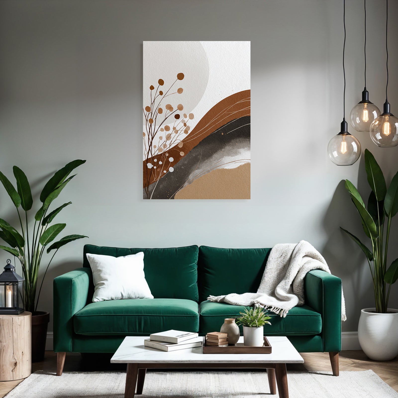 Abstrakte Wasserfarben Illustration Erd Tonos Kreisformen Organische Formen