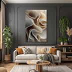 Abstract Composition Flowing Shapes Beige Cream
