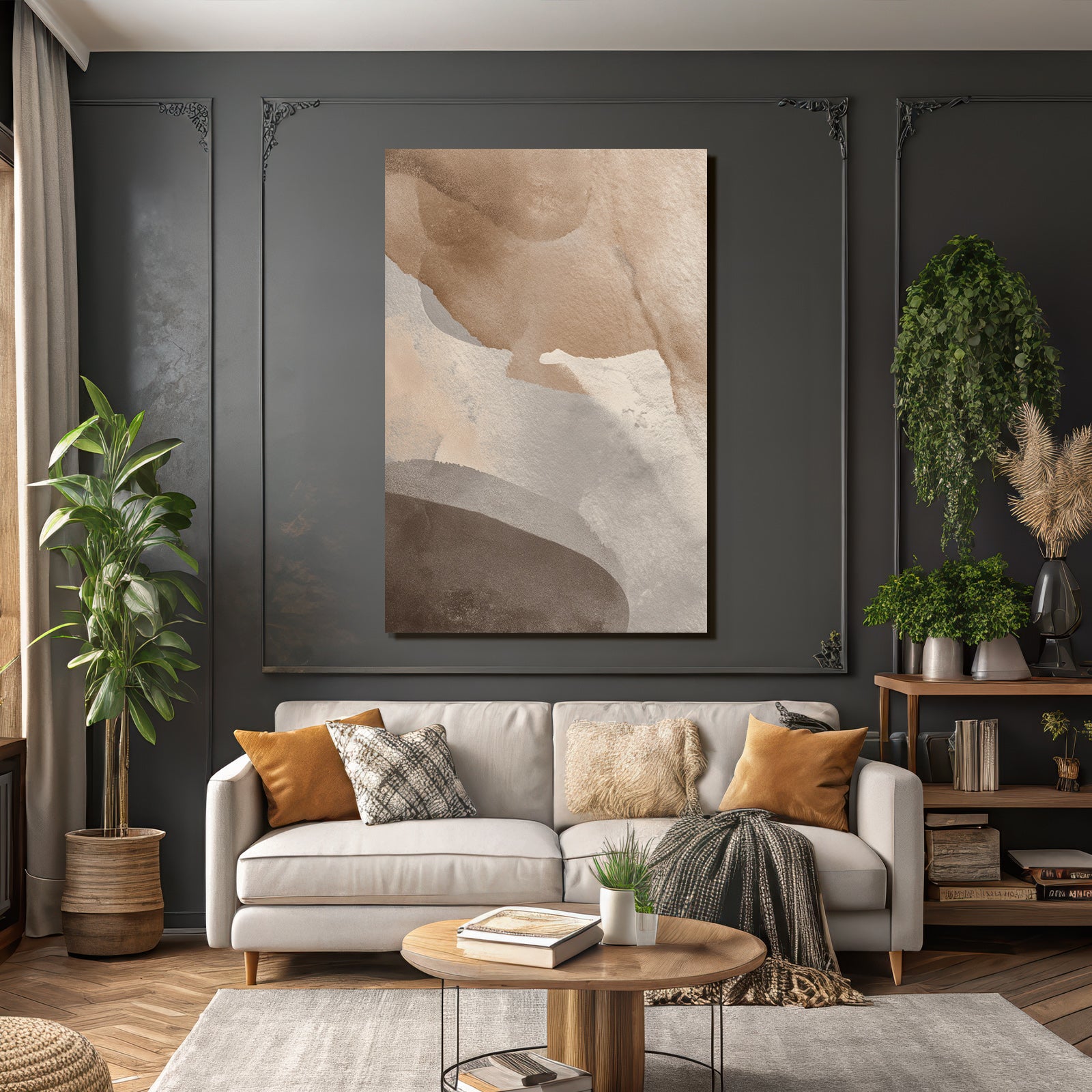 Abstraktes Design Beige Taupe