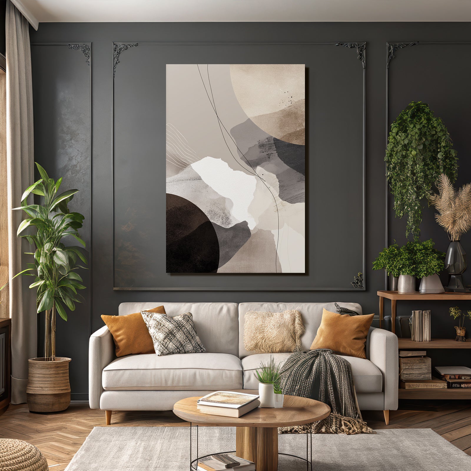 Abstract design earth tones shapes circles
