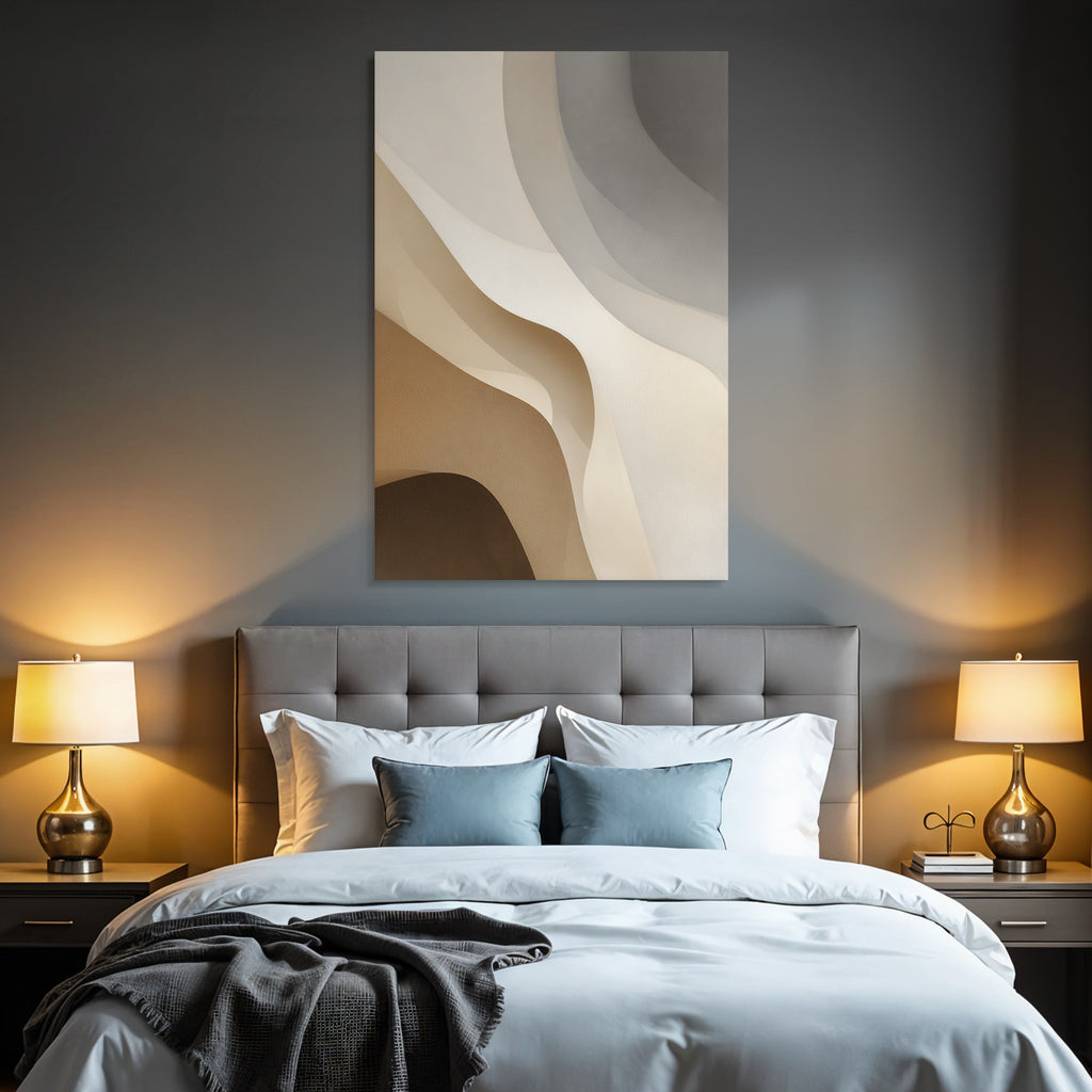 Abstract design Flowing shapes Neutral tones Beige Cream Grey