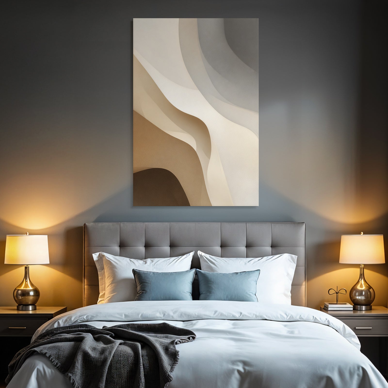 Abstract design Flowing shapes Neutral tones Beige Cream Grey