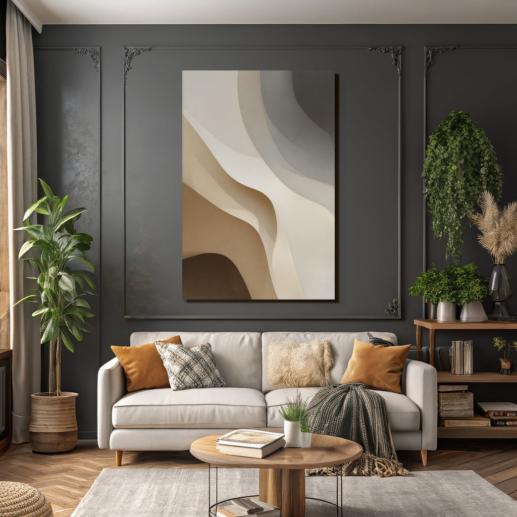 Abstract design Flowing shapes Neutral tones Beige Cream Grey