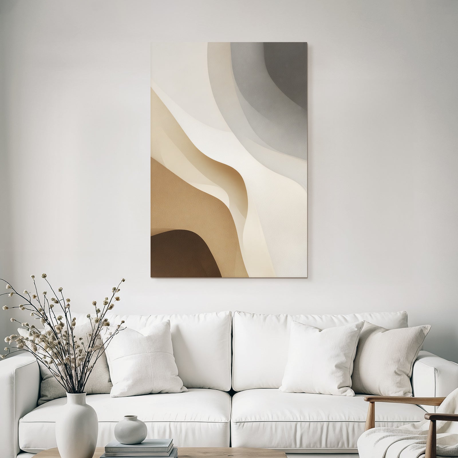 Abstract design Flowing shapes Neutral tones Beige Cream Grey