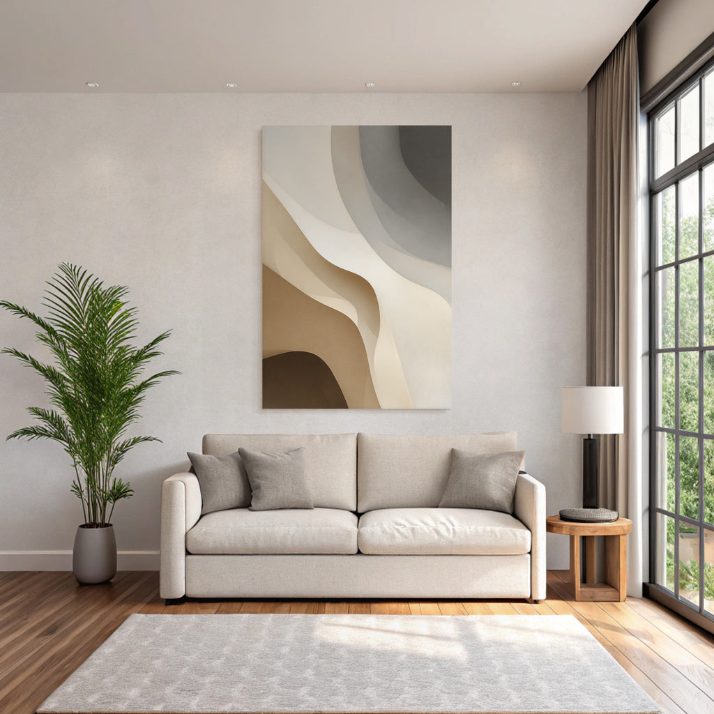 Abstract design Flowing shapes Neutral tones Beige Cream Grey