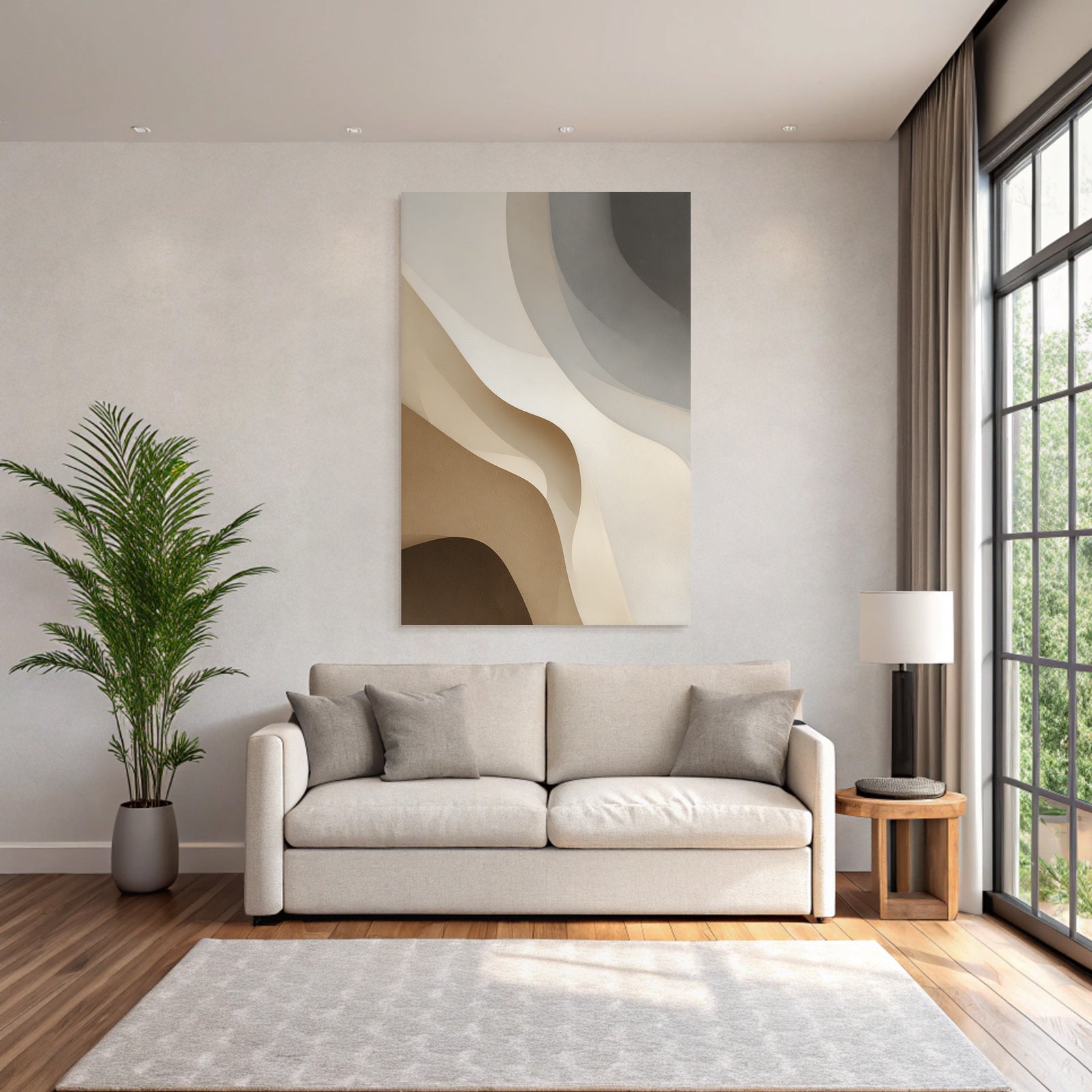 Abstract design Flowing shapes Neutral tones Beige Cream Grey