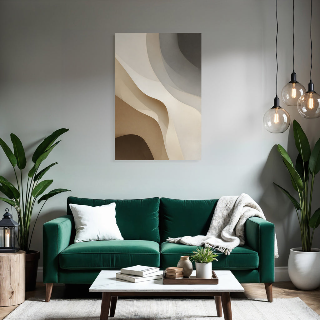 Abstract design Flowing shapes Neutral tones Beige Cream Grey
