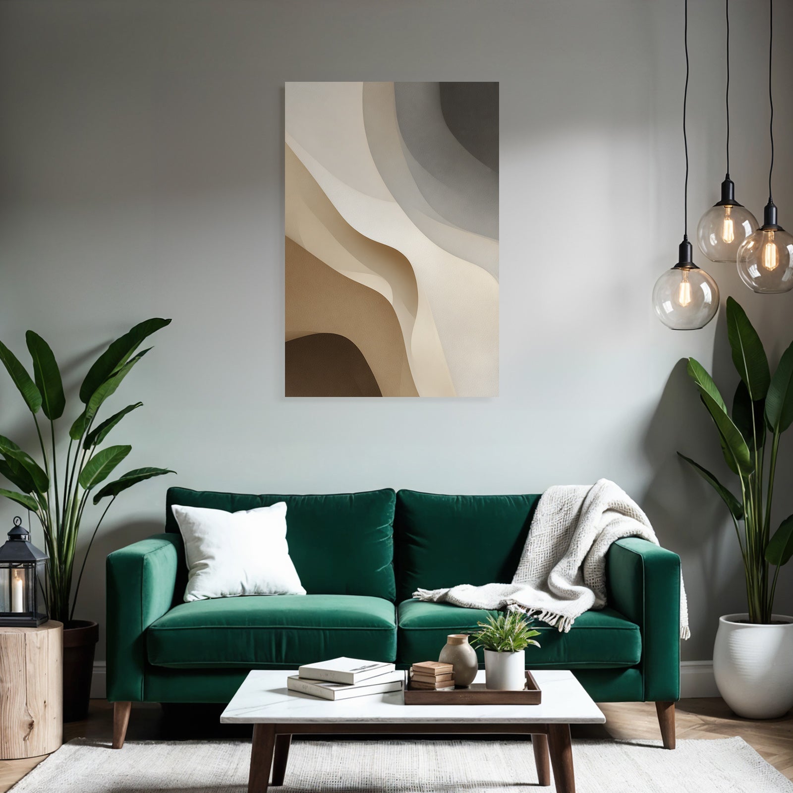Abstract design Flowing shapes Neutral tones Beige Cream Grey