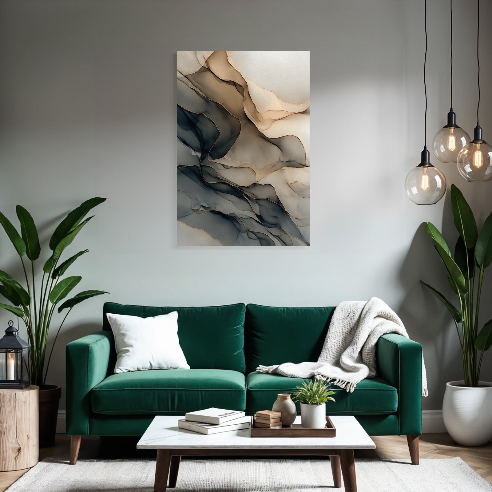 Abstract Design Flowing Lines Layers Beige Gray Black