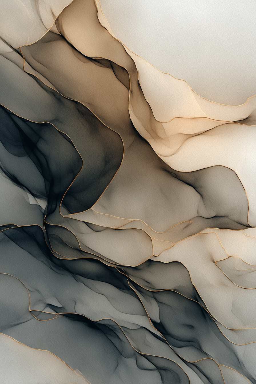 Abstraktes Design Fliessende Linien Schichten Beige Grau Schwarz | Japandi | Einrichtungsstile
