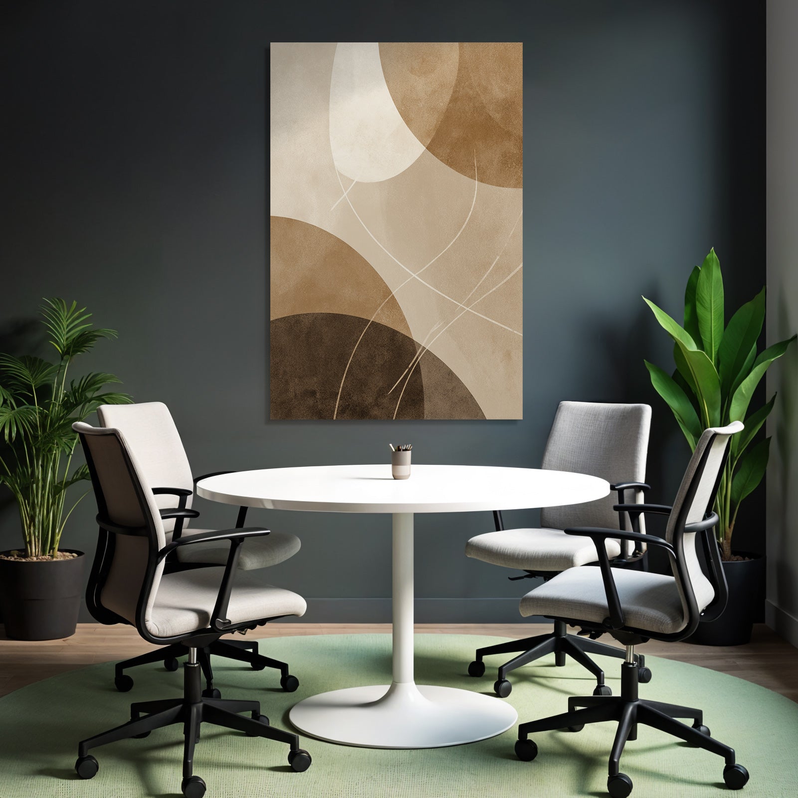 Abstraktes Design Mit Kreisen Und Formen In Erdigen Toenen