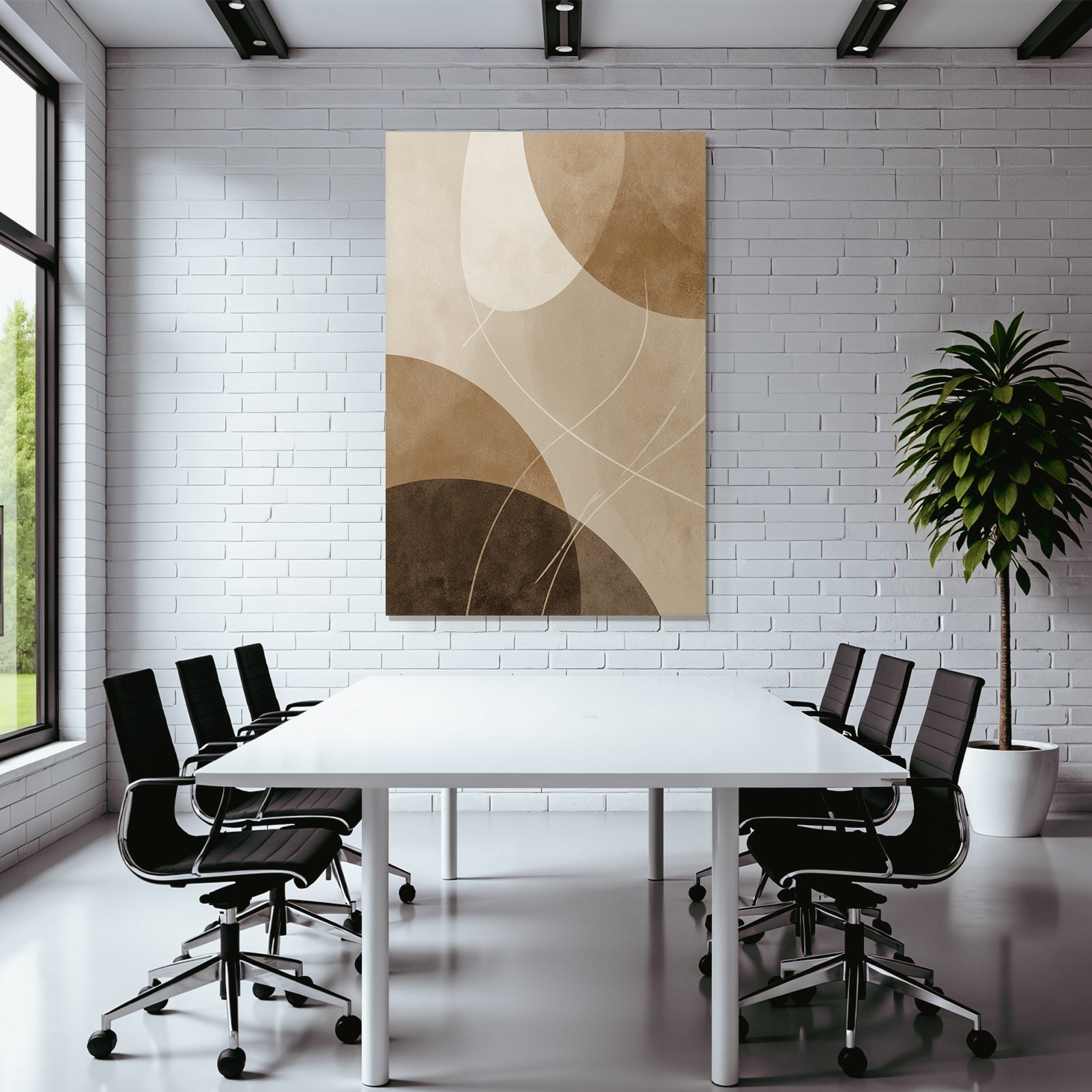 Abstraktes Design Mit Kreisen Und Formen In Erdigen Toenen