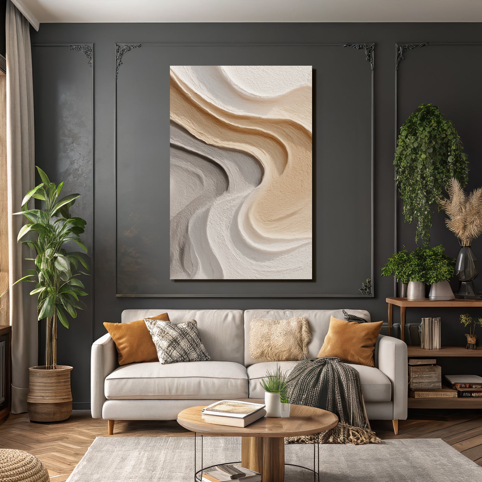 Abstract design Neutral colors Flowing shapes