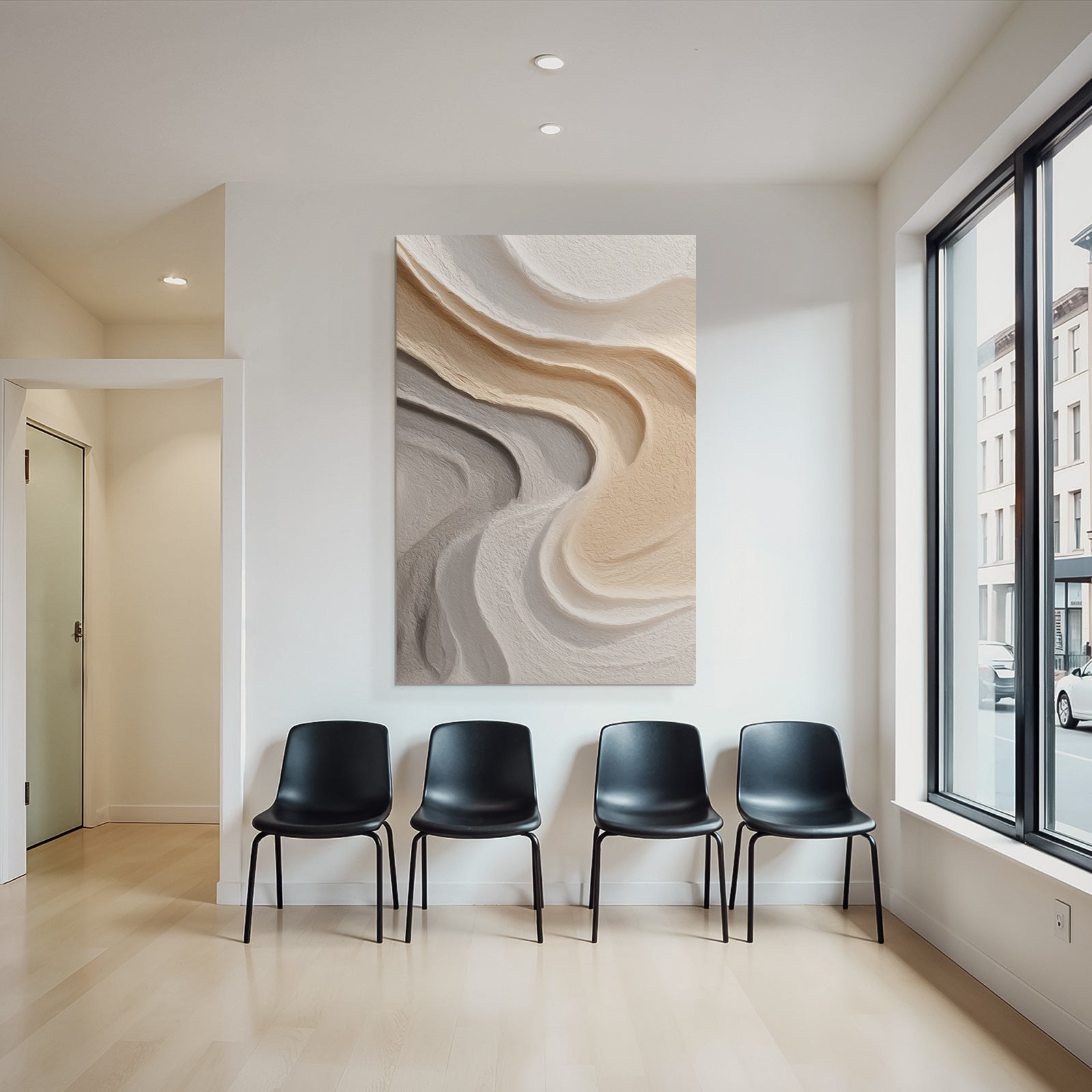 Abstract design Neutral colors Flowing shapes