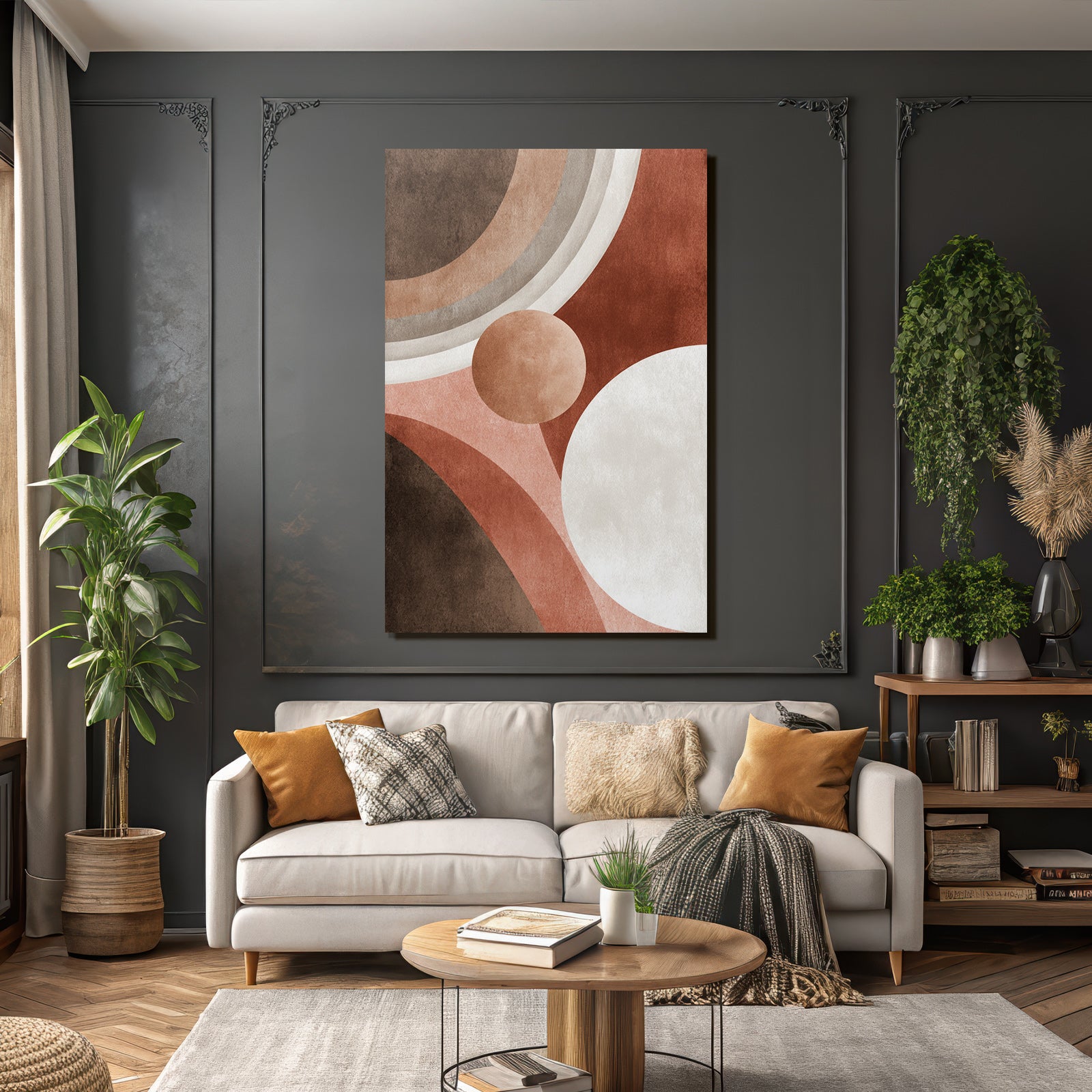 Abstract design Overlapping shapes Earth tones