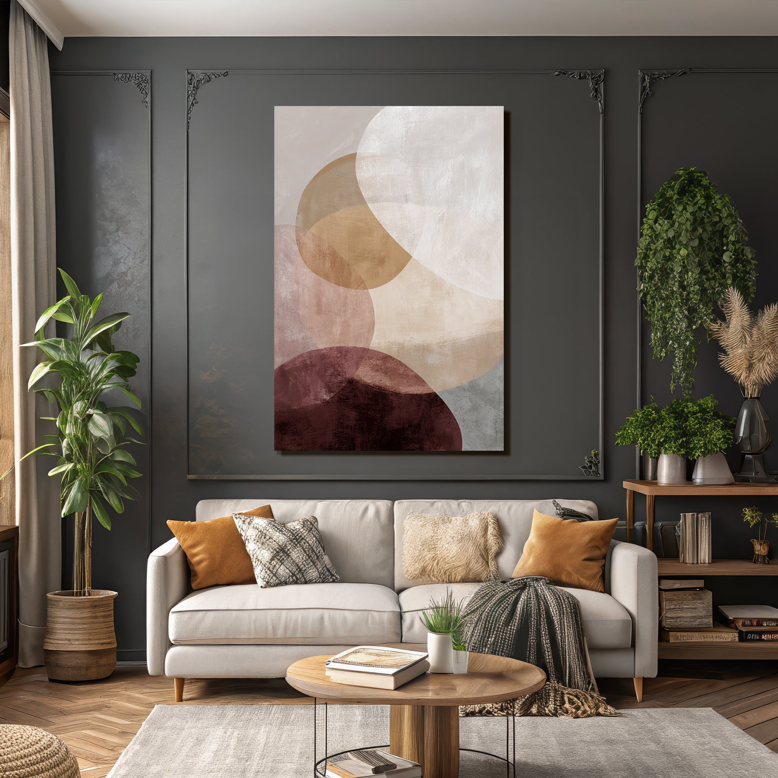 Abstraktes Design Ueberlappende Kreise Warme Tonfarben