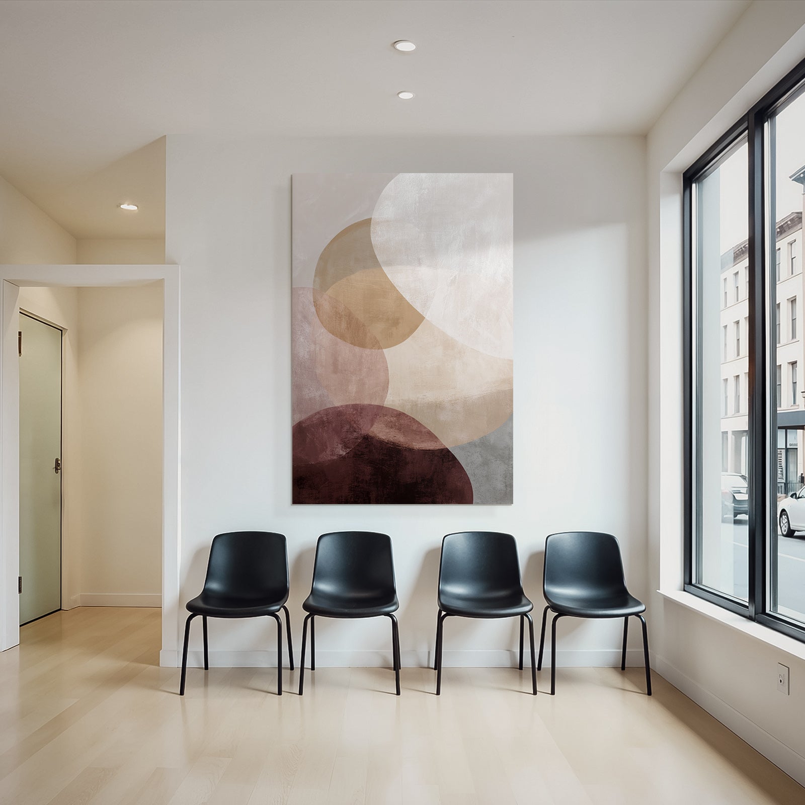 Abstraktes Design Ueberlappende Kreise Warme Tonfarben