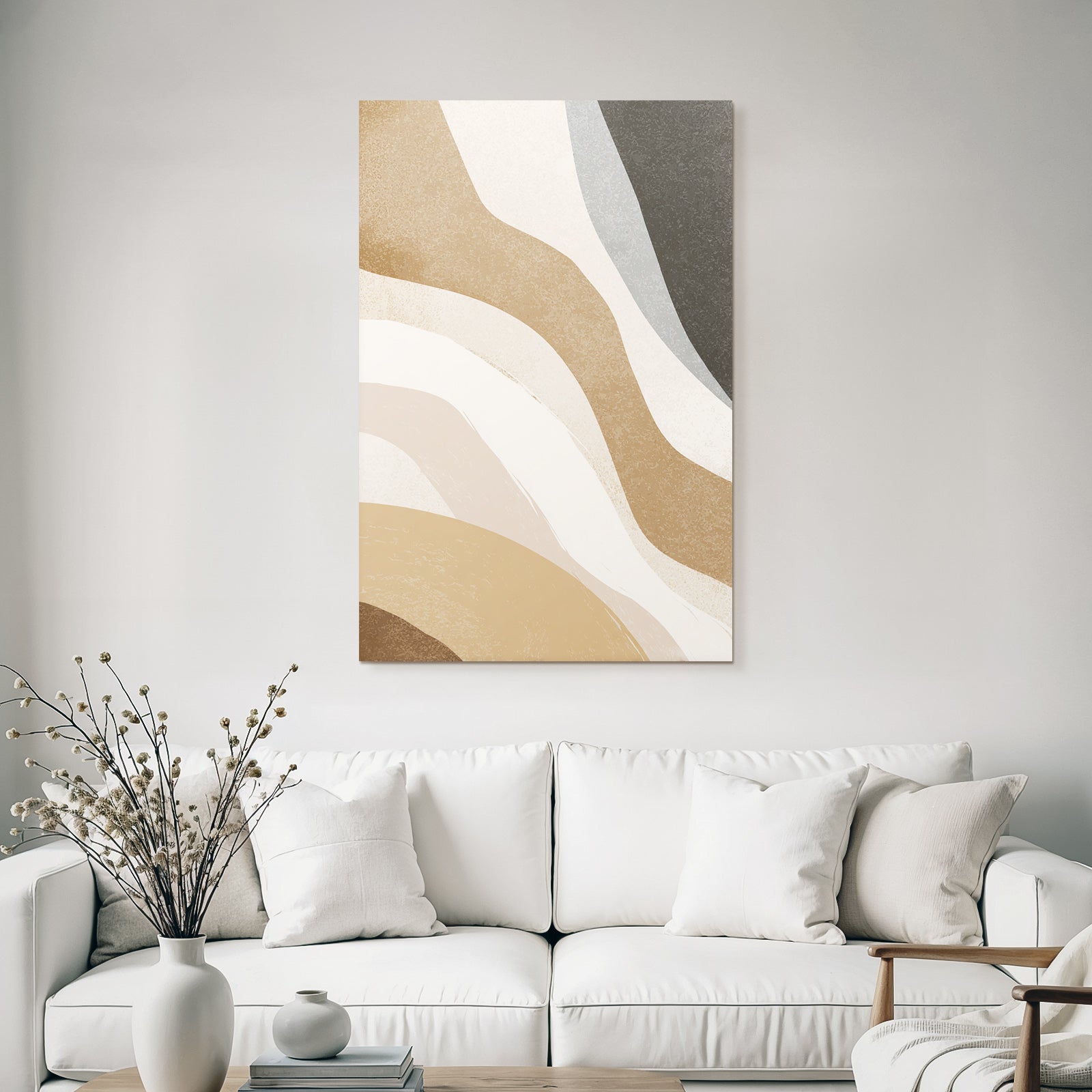 Abstract design Wavy lines Neutral colors Structured Layered effect