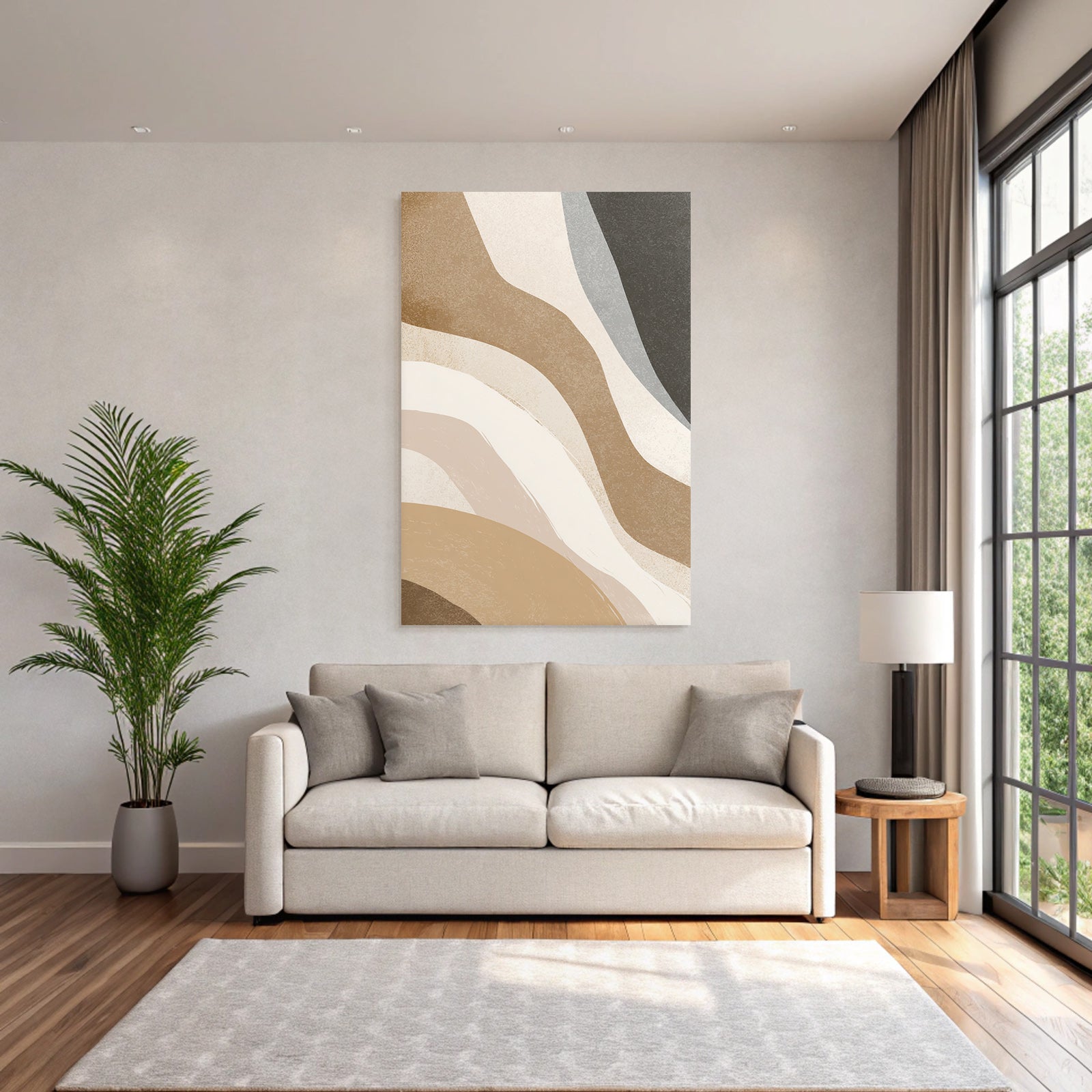 Abstract design Wavy lines Neutral colors Structured Layered effect