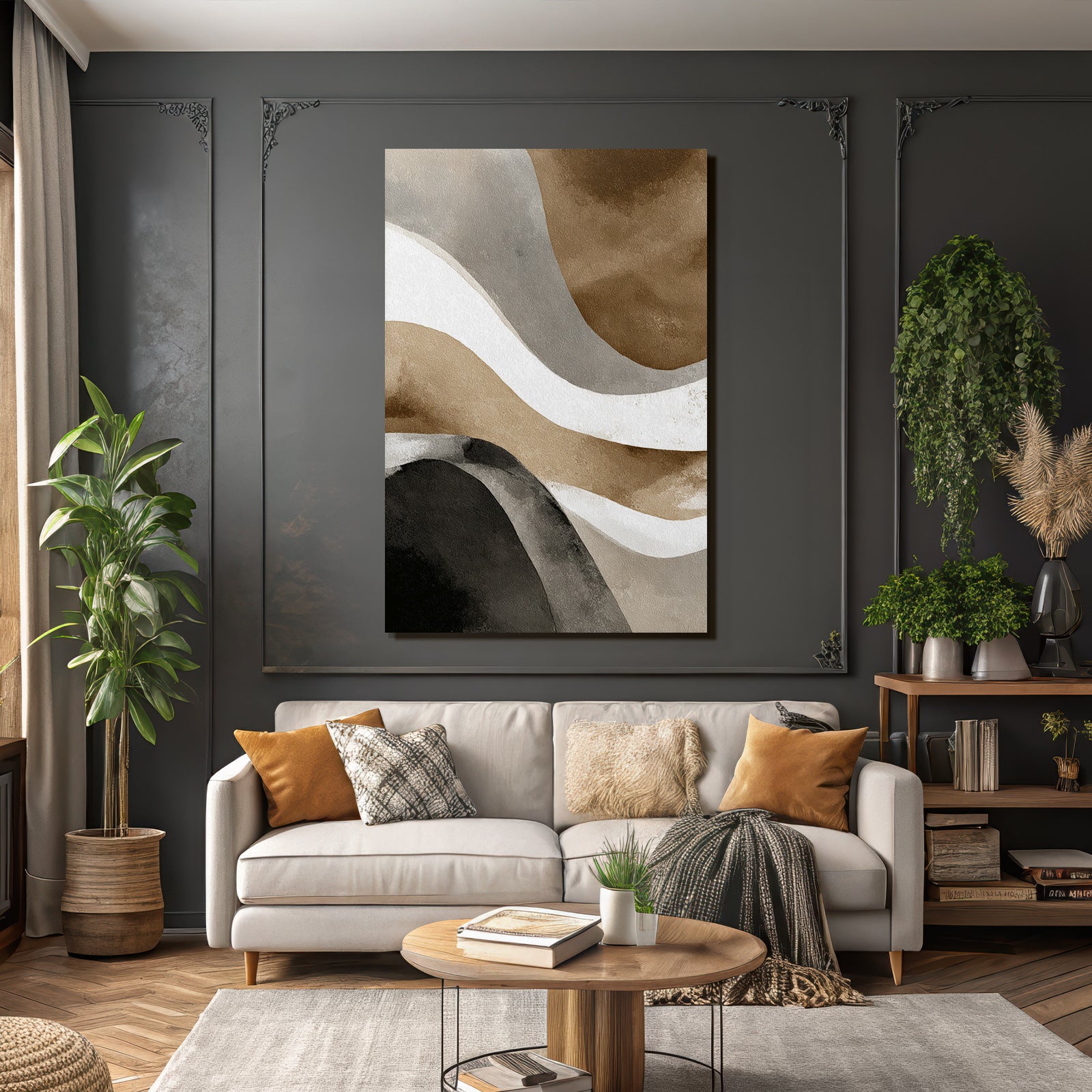 Abstract Design Wavy Pattern In Earth Tones
