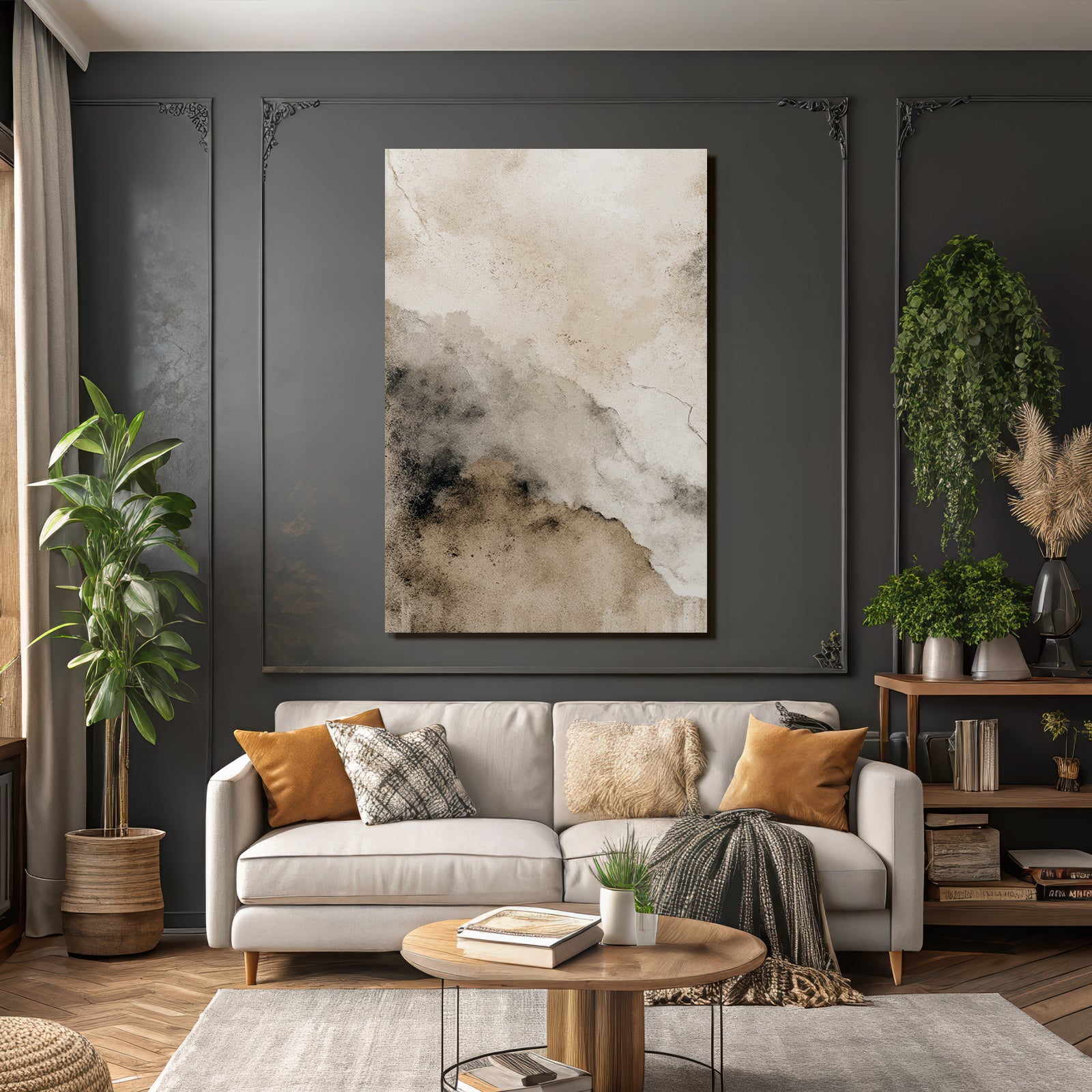 Abstract Design Soft Colors Beige Brown Gray