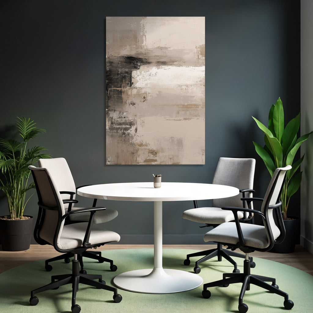 Abstraktes Gemaelde Erdtoene Beige Creme Dunkel