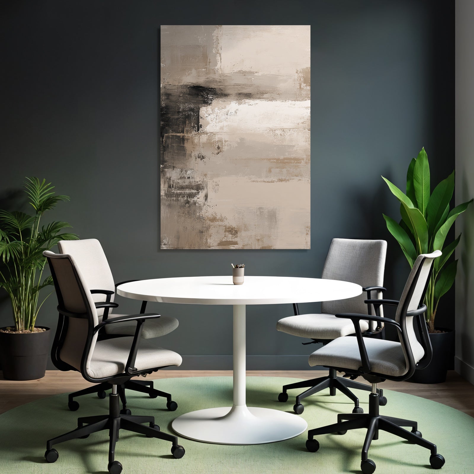 Abstraktes Gemaelde Erdtoene Beige Creme Dunkel