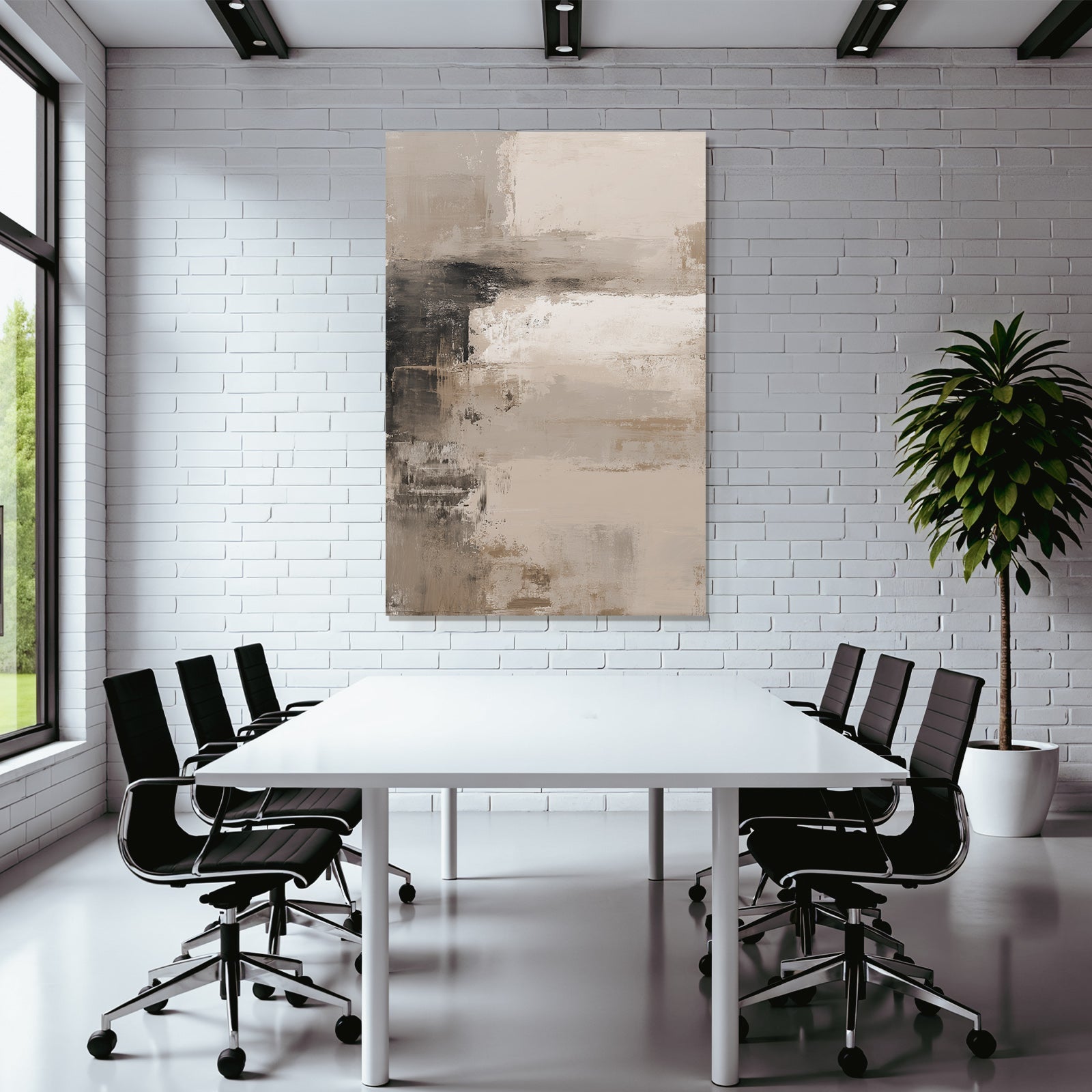 Abstraktes Gemaelde Erdtoene Beige Creme Dunkel