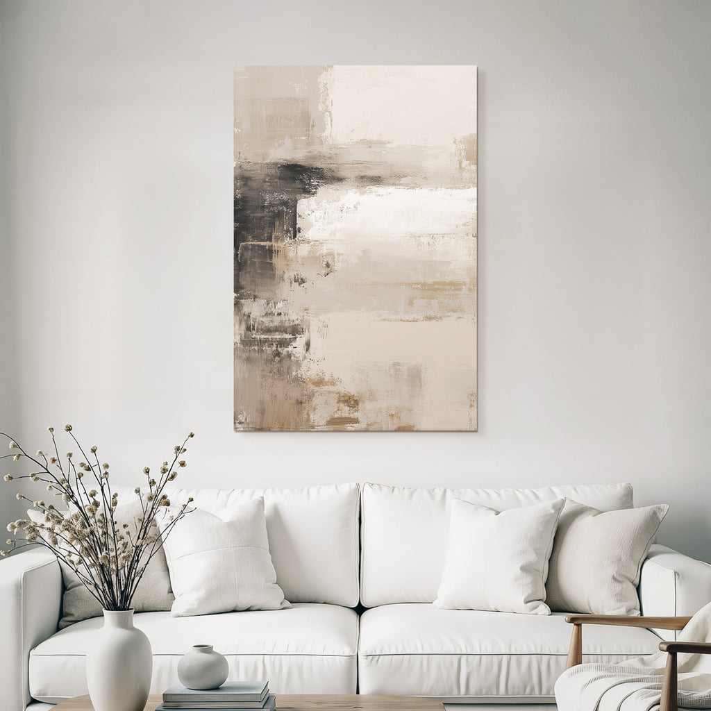 Abstraktes Gemaelde Erdtoene Beige Creme Dunkel