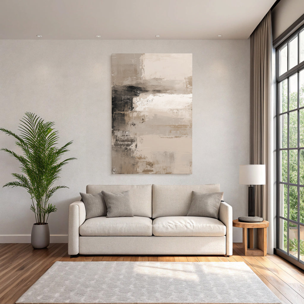 Abstraktes Gemaelde Erdtoene Beige Creme Dunkel