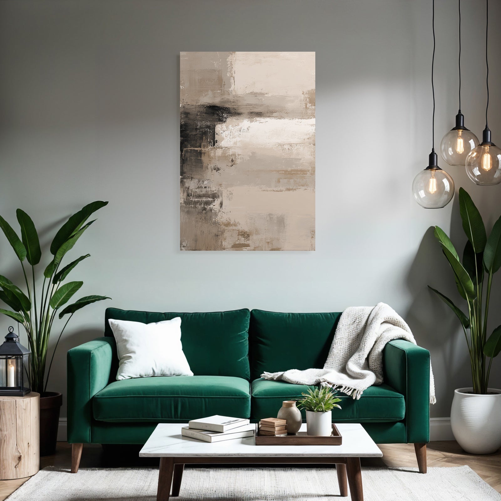 Abstraktes Gemaelde Erdtoene Beige Creme Dunkel
