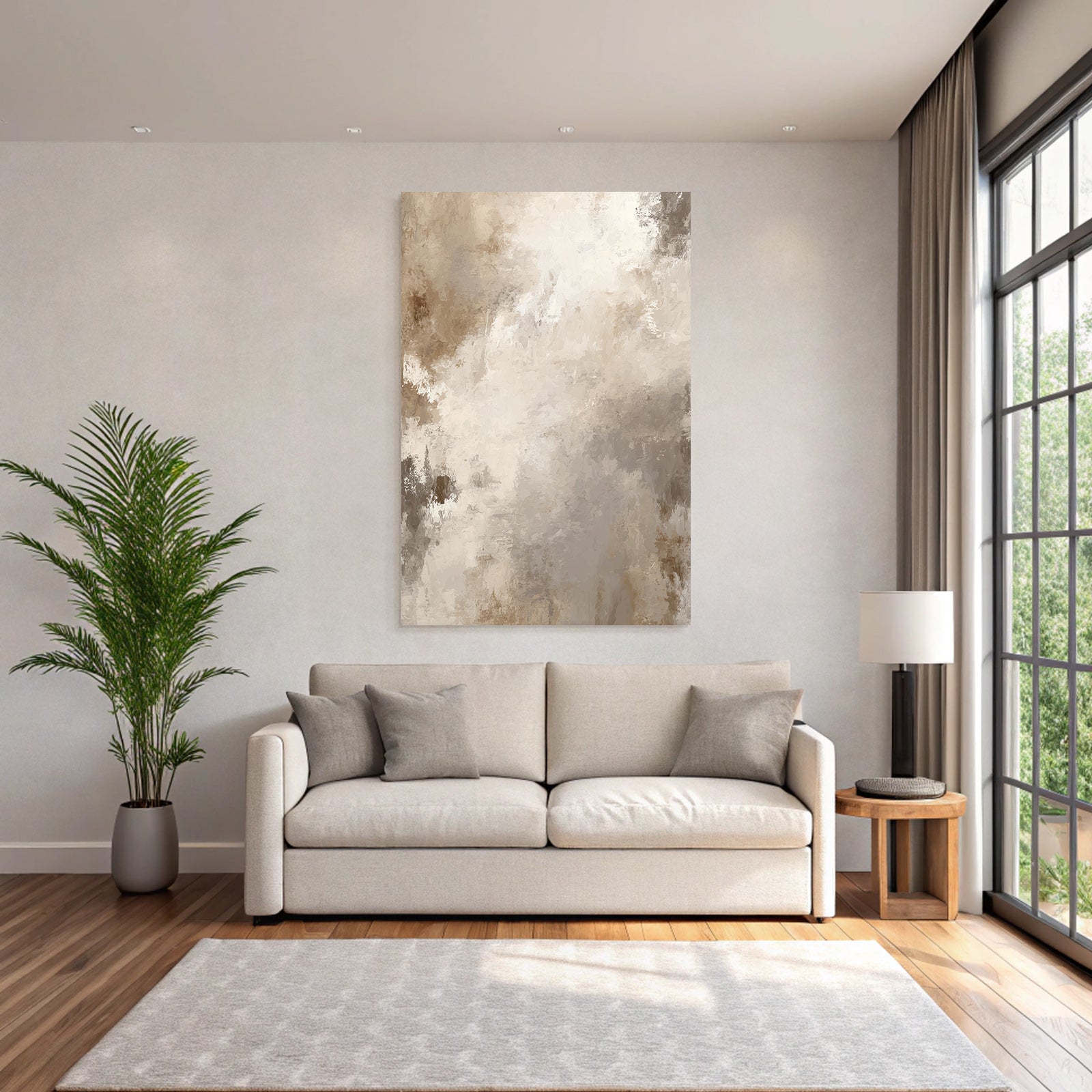 Abstraktes Gemaelde Mit Textur Beige Braun Creme