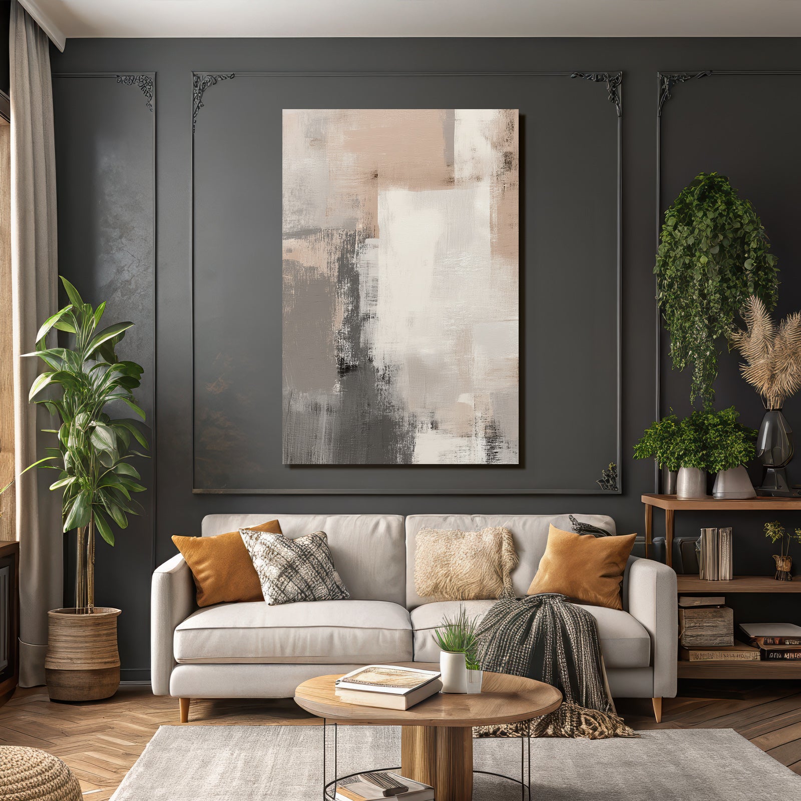 Abstract painting Neutral colors Beige Gray White